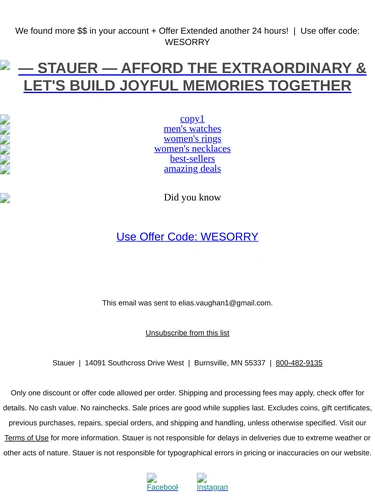 Stauer Sale Announcement