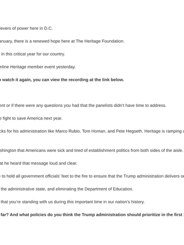 Heritage Foundation Newsletter