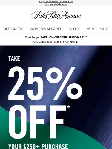 Saks Fifth Avenue Sale Announcement