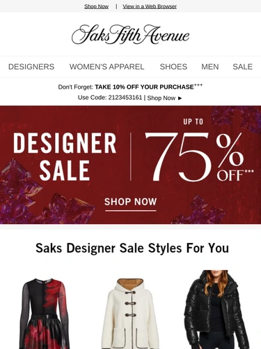 Saks Fifth Avenue Sale Announcement