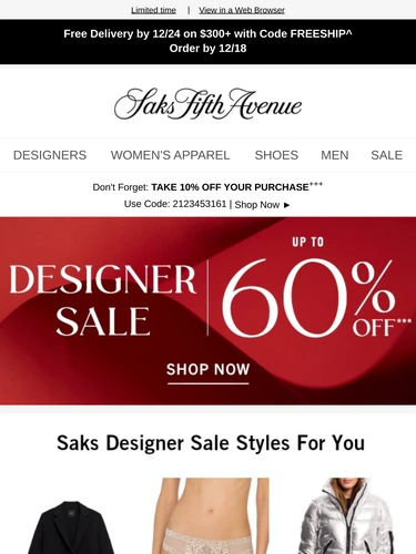 Saks Fifth Avenue Newsletter