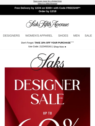 Saks Fifth Avenue Sale Announcement