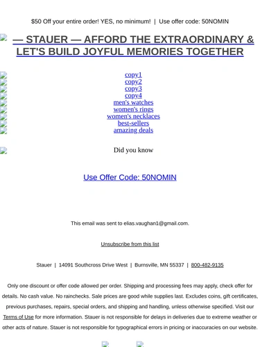 Stauer Sale Announcement
