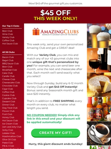 Amazing Clubs Sale Announcement