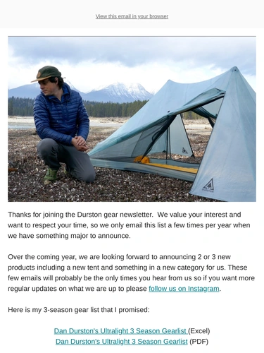 Durston Gear Newsletter