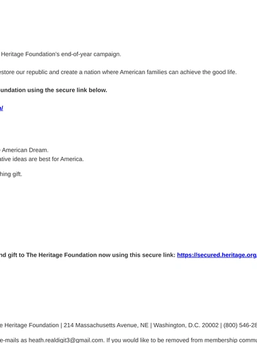 Heritage Foundation Newsletter