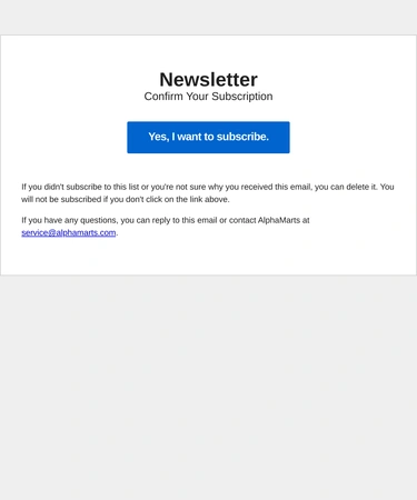 alphamarts.com Subscription Confirmation