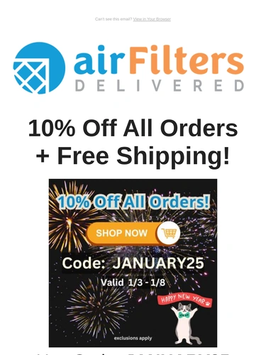 Air Filters Delivered Sale Announcement