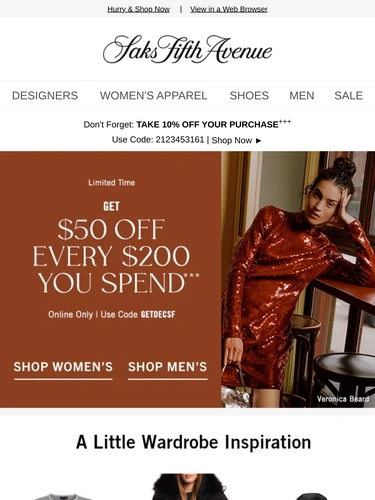 Saks Fifth Avenue Sale Announcement