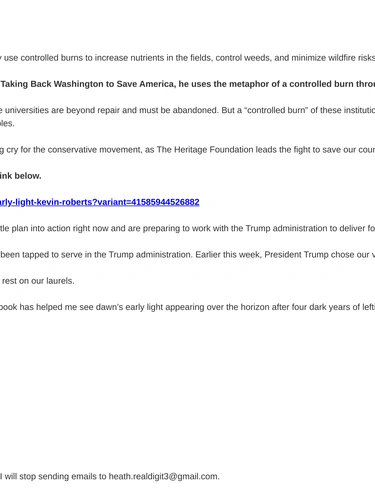 Heritage Foundation Newsletter