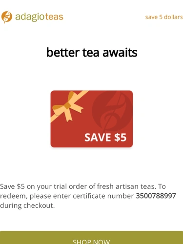 Adagio Teas Newsletter