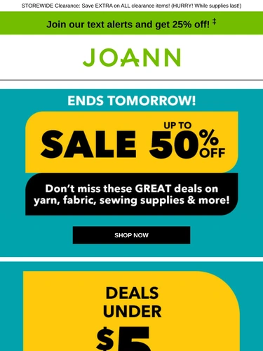 Joann Sale Announcement