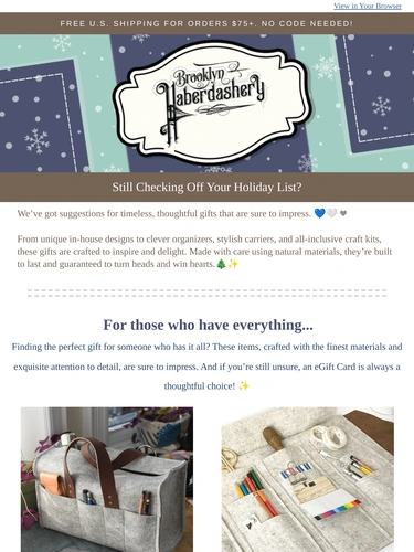 Brooklyn Haberdashery Newsletter