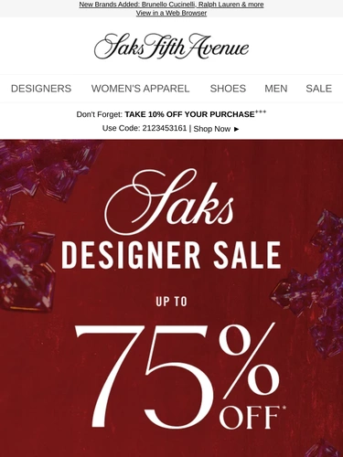 Saks Fifth Avenue Sale Announcement