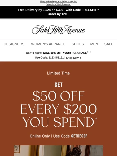 Saks Fifth Avenue Newsletter