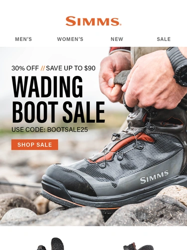 Simms Fishing Sale Announcement