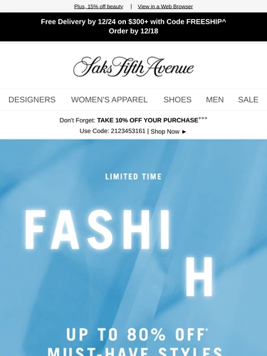 Saks Fifth Avenue Newsletter