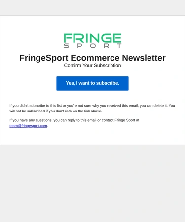 Fringe Sport Subscription Confirmation