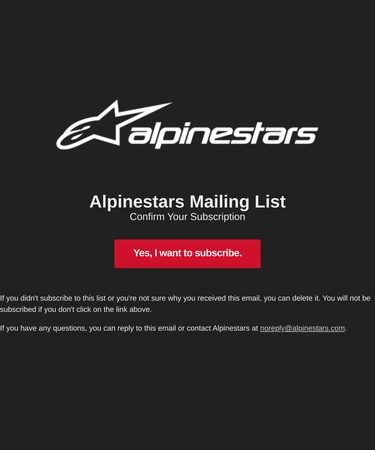 Alpinestars Subscription Confirmation