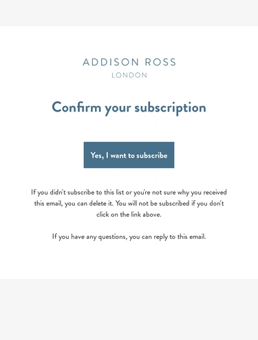 Addison Ross USA Subscription Confirmation