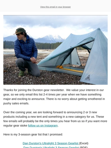 Durston Gear Newsletter