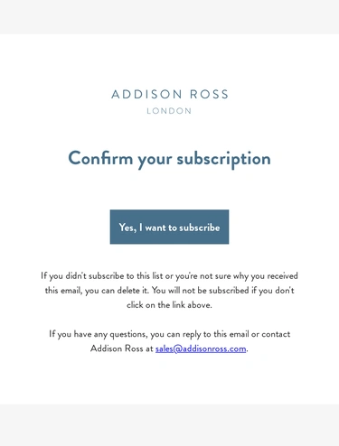 Addison Ross Subscription Confirmation