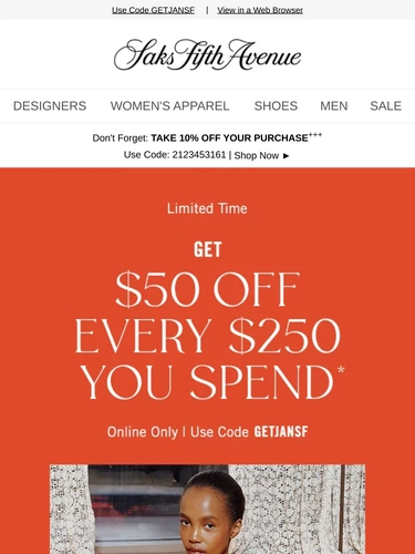 Saks Fifth Avenue Sale Announcement