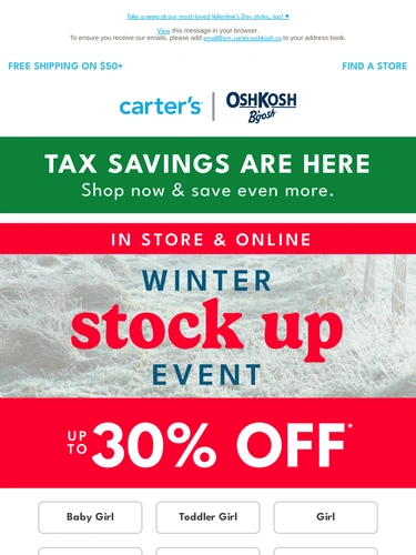 Carter's OshKosh Sale Announcement