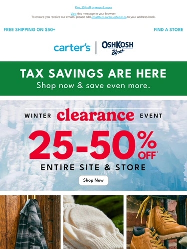 Carter's OshKosh Sale Announcement