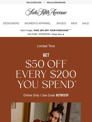 Saks Fifth Avenue Sale Announcement