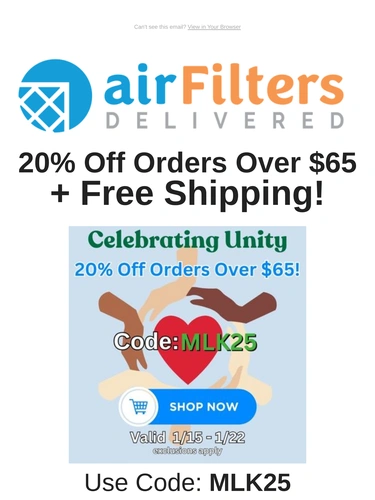 Air Filters Delivered Sale Announcement