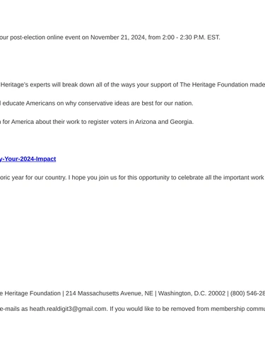 Heritage Foundation Newsletter