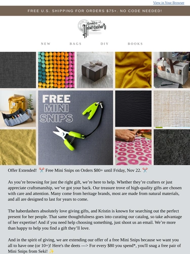 Brooklyn Haberdashery Newsletter