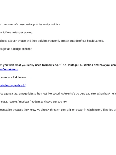 Heritage Foundation Newsletter