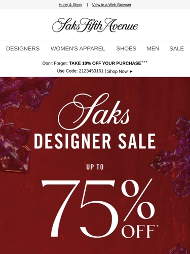 Saks Fifth Avenue Sale Announcement