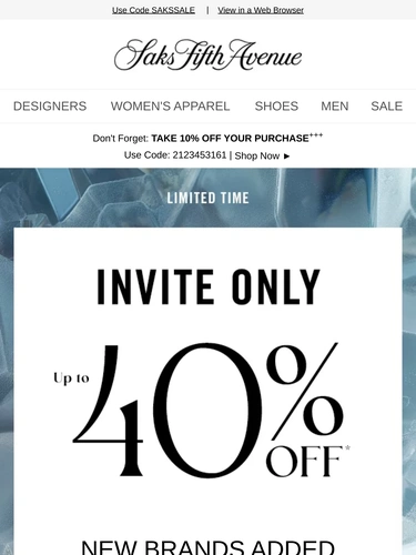 Saks Fifth Avenue Sale Announcement