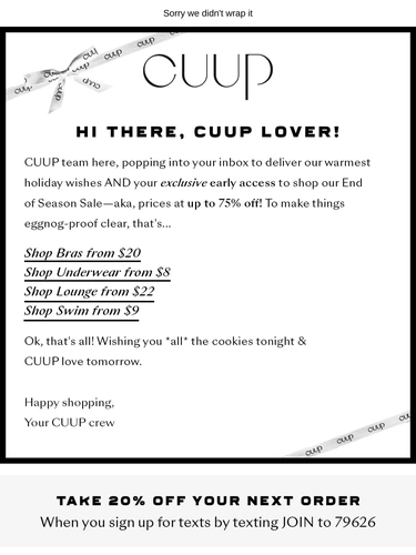 CUUP Sale Announcement