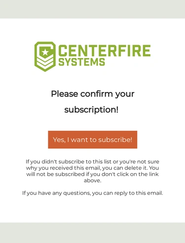 Centerfire Systems Subscription Confirmation