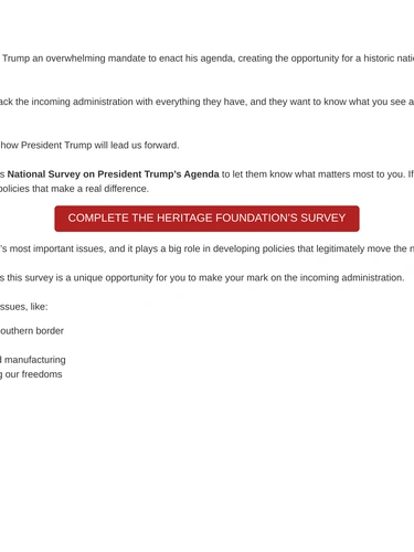Heritage Foundation Customer Feedback