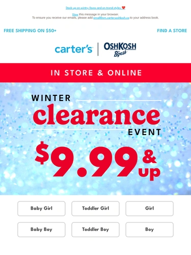 Carter's OshKosh Sale Announcement