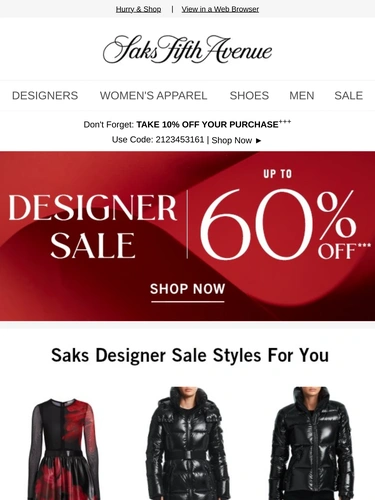 Saks Fifth Avenue Sale Announcement