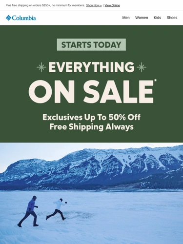 Columbia Sportswear Sale Announcement