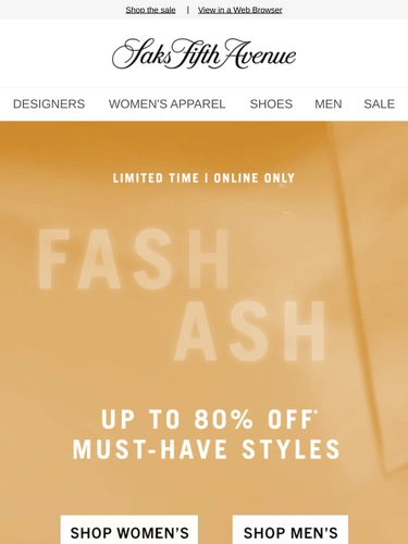 Saks Fifth Avenue Sale Announcement