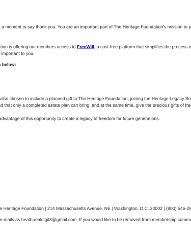 Heritage Foundation Newsletter