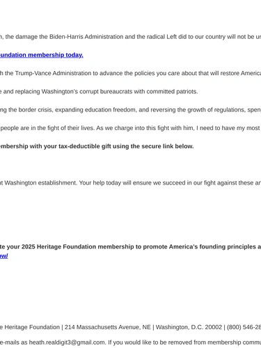 Heritage Foundation Email