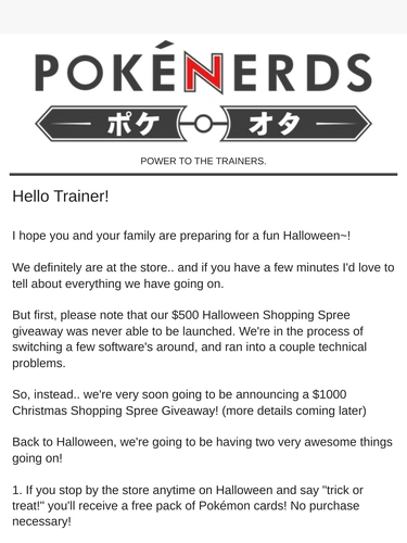 The PokeNerds Store Newsletter