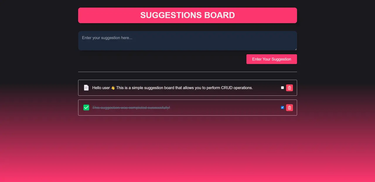 Suggestions Board screenshot